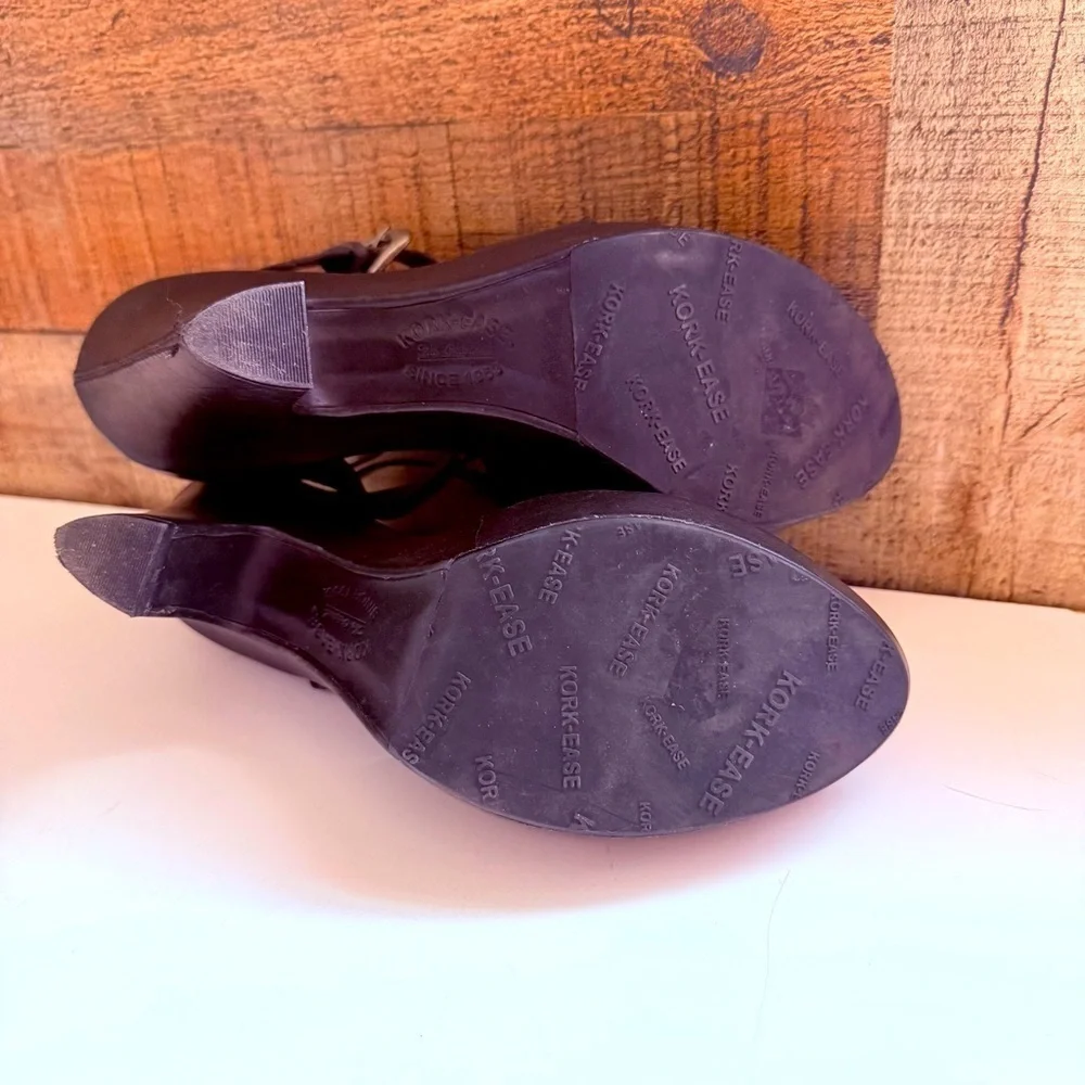 Kork-Ease Teresa Leather Platform Wedged Heeled Sandals